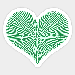 Turing Pattern Sunburst Love Heart (Green) Sticker